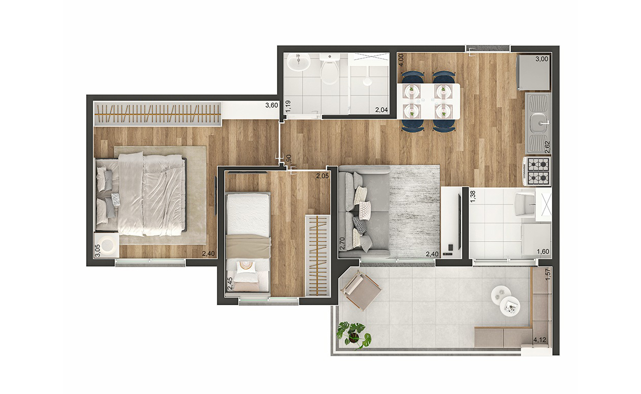 44m²